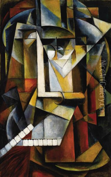Abstract Cubist Composition Oil Painting - Ivan Vasilievich Klyun