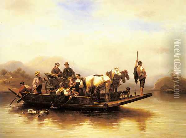 The Ferry Crossing Oil Painting - Wilhelm Alexander Meyerheim