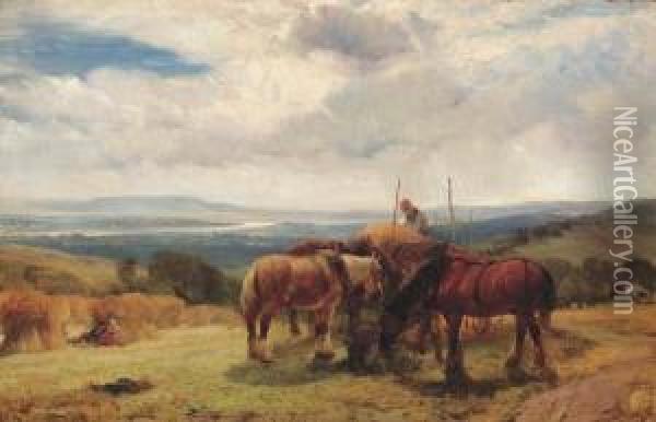 Harvest Horses Oil Painting - Henry Brittan Willis