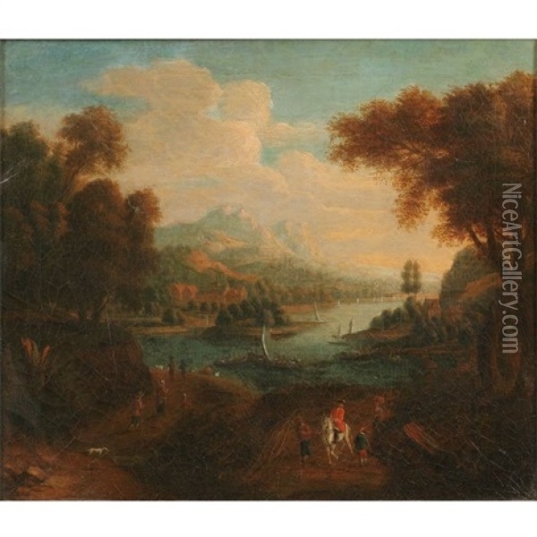 Lake And Mountain Vista Oil Painting - Willem Van Bemmel