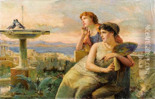 Sul Golfo Di Partenope - Le Duepompeiane Oil Painting - Roberto Bompiani