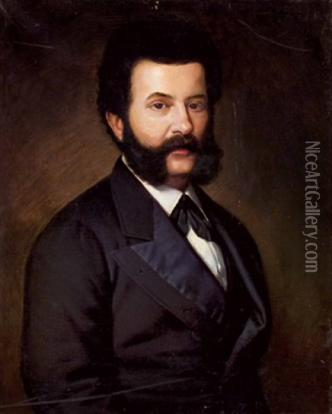Portrait Johann (jean) Straus - Sohn Oil Painting - Anton Einsle