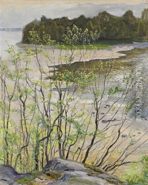 Varlandskap Oil Painting - Fanny Ingeborg Matilda Brate