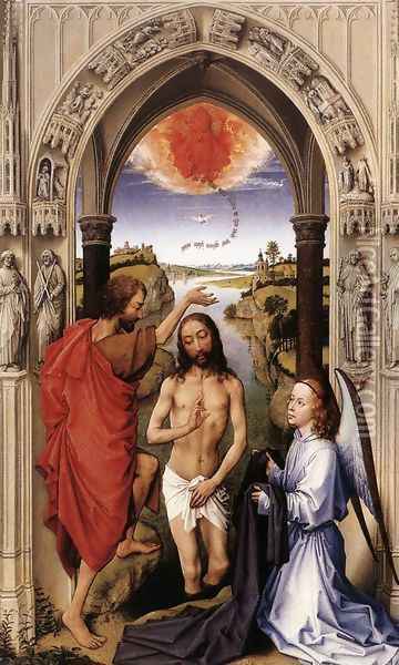 St John the Baptist altarpiece - central panel Oil Painting - Rogier van der Weyden