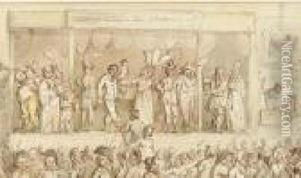 Saunder's Wonderful Troupe Of Performers Oil Painting - Thomas Rowlandson