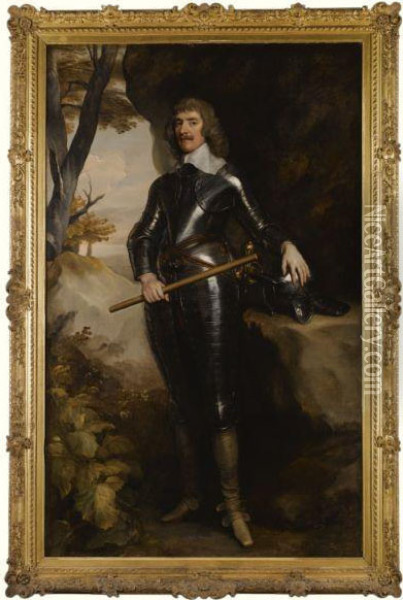 Portrait Of William, 1st Baron 
And Earl Of Craven (1608-1697),wearing Armour And Holding A Baton Oil Painting - Sir Anthony Van Dyck