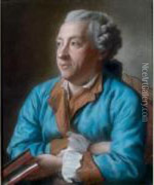 Portrait De Favart. Oil Painting - Etienne Liotard
