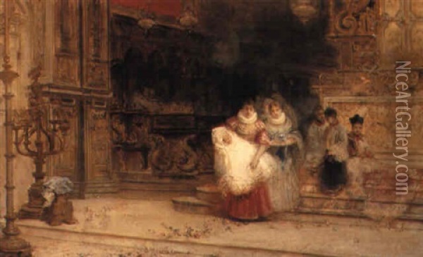 The Christening Oil Painting - Sabastiano Guzzone