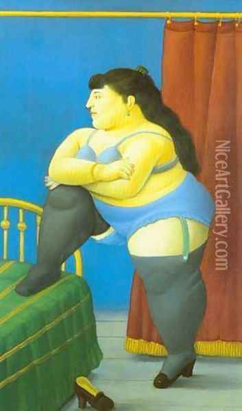 The Bedroom 1999 Oil Painting - Fernando Botero