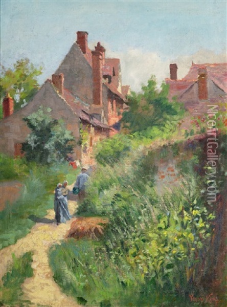 Pa Promenad I Tradgarden Oil Painting - Henry John Yeend King