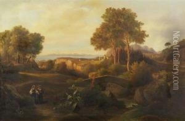 Italienische Landschaft Oil Painting - Franz Josef Georg Illem
