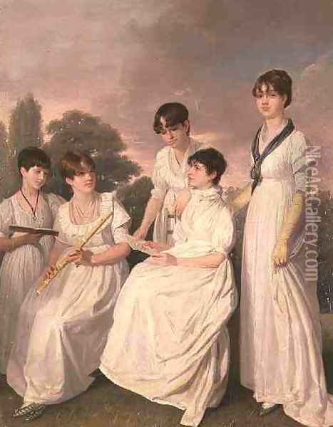 Portrait of a Mother and Her Four Daughters Oil Painting - Sir George Hayter