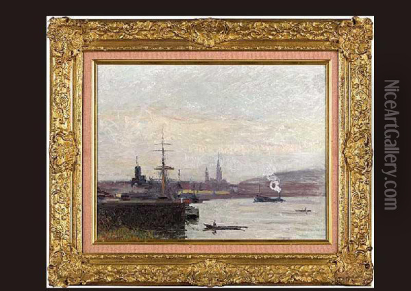 The Seine And Rouen Oil Painting - Joseph Delattre