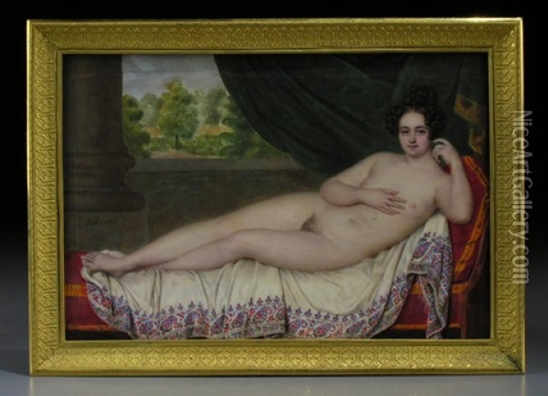 Weibliche Akt Auf Einer Recamiere Oil Painting - Julien Paul Delorme