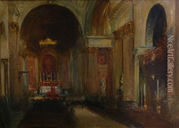 Inside St. Paul's Cathedral Oil Painting - Hal (Henry William Lowe) Hurst