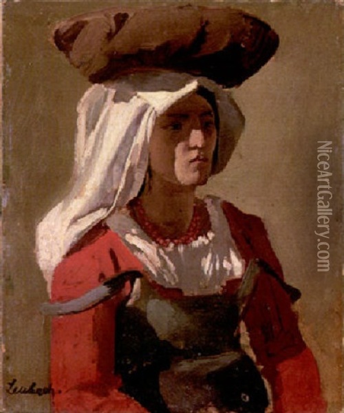 Junge Italienerin Oil Painting - Franz Seraph von Lenbach