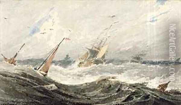 Boats on a Stormy Sea Oil Painting - Francois Louis Thomas Francia