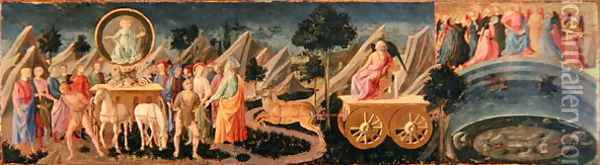The Triumphs of Fame, Time, and Eternity, c.1450 Oil Painting - Pesellino