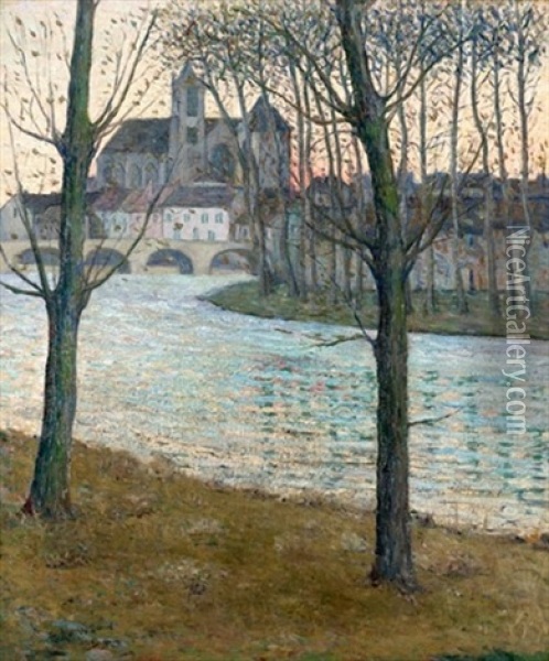 Twilight In Winter, Moret-sur-loing Oil Painting - Ernest Lawson