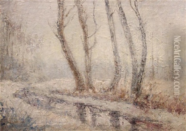Snowy Landscape Oil Painting - Ernest Lawson