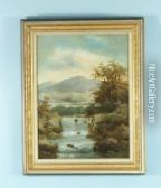 In Mountainouslandscape Oil Painting - R. Marshall