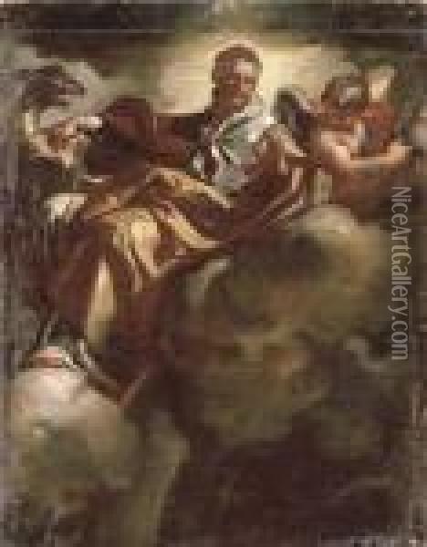 Saint Pius V: A Bozzetto For A Pendentive Oil Painting - Francesco Solimena