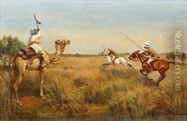 Indian Boar Hunting Scenes, A Set Of Four Oil Painting - Thomas Ivester Lloyd
