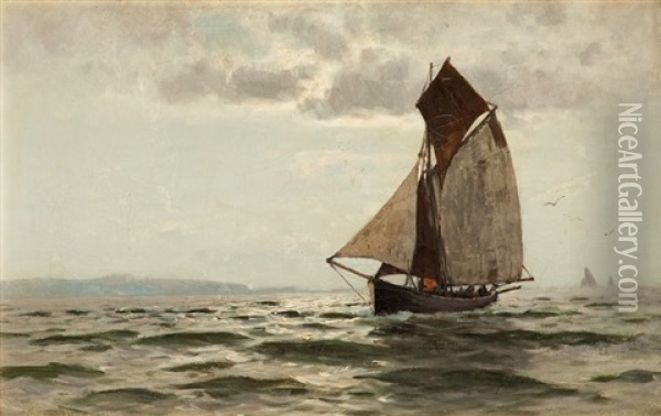 Statek Na Morzu Oil Painting - Konrad Alexander Mueller-Kurzwelly
