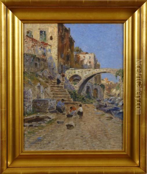 Italiensk Stadsvy Oil Painting - Wilhelm von Gegerfelt