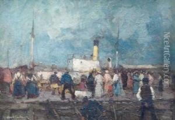 Rotterdamer Hafen Oil Painting - Leonhard Sandrock