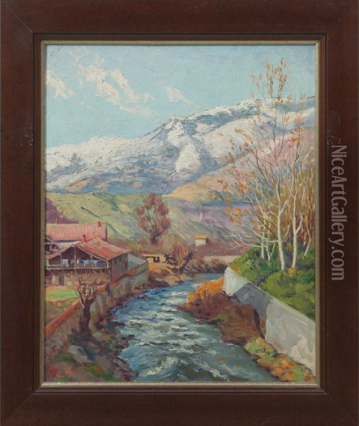 A Canal Through The Mountains Oil Painting - Benjamin Tupper Newman