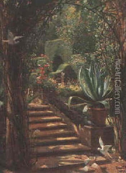 The Garden Steps Oil Painting - Stuart G. Davis