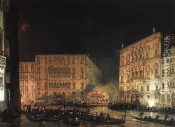 Venetian Festival Oil Painting - Giovanni Grubas