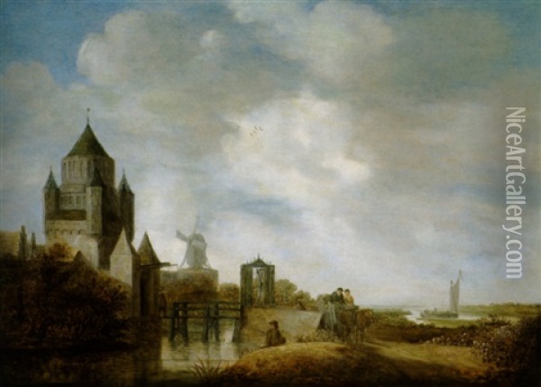 Blick Auf Die Klijne Houtpoort In Haarlem Oil Painting - Wouter Knijff