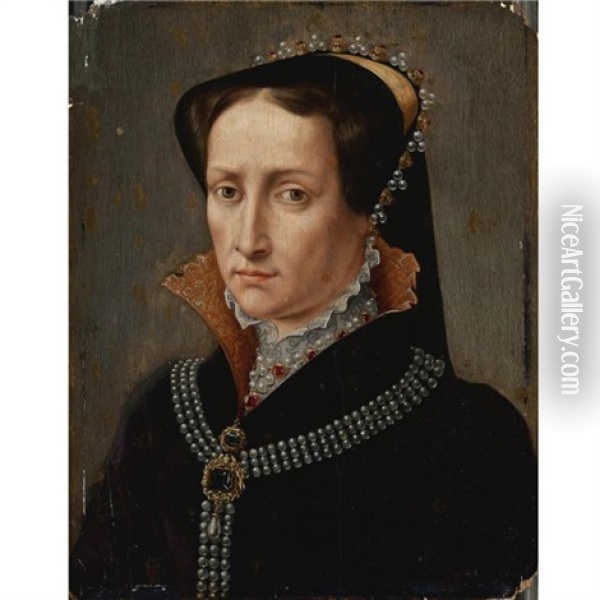 Portrait Of Mary I Of England Oil Painting - Antonis Mor Van Dashorst
