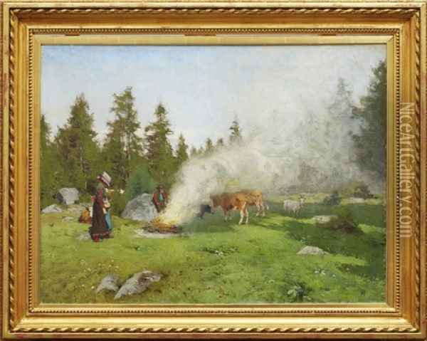 Pa Fabovallen Oil Painting - Olof Arborelius