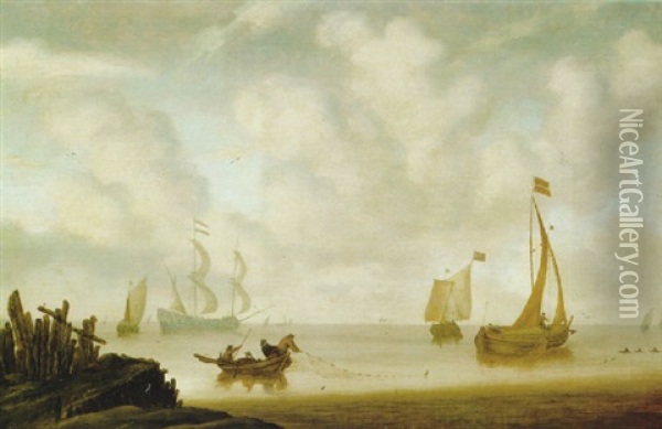 Boote Auf Ruhiger See Oil Painting - Willem van Diest