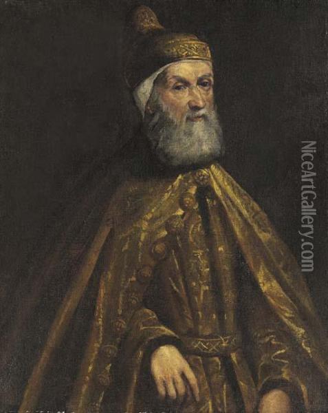 Portrait Of The Doge Girolamo Priuli, Half-length Oil Painting - Jacopo Robusti, II Tintoretto