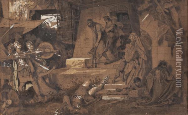 Bethlehemitischer Kindermord (studie) Oil Painting - Carl Gehrts