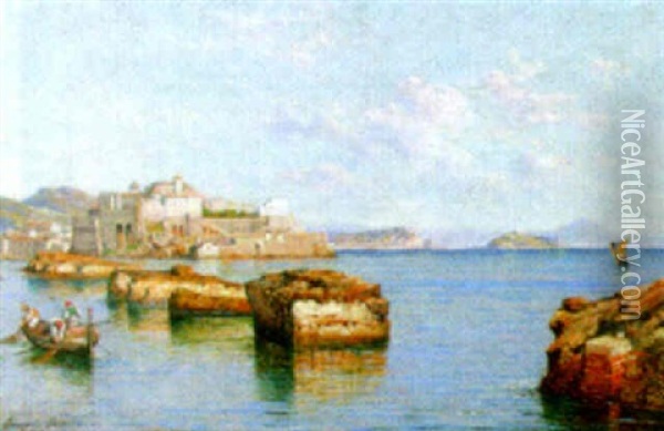 Fishing In A Neapolitan Bay Oil Painting - Giuseppe Carelli