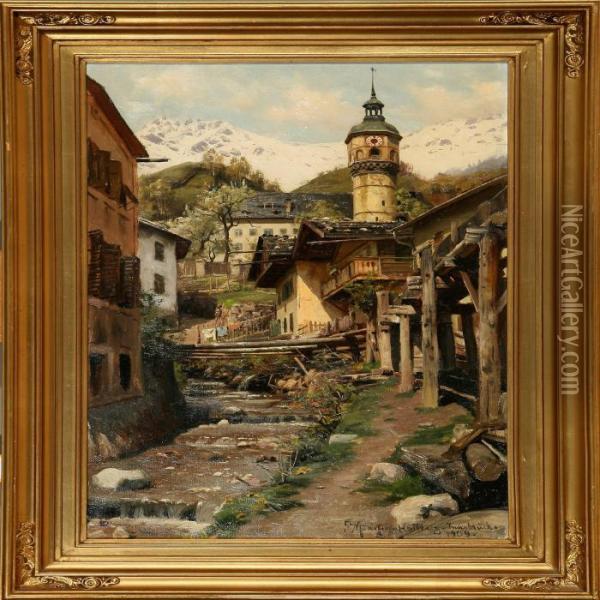 Town Scene Frominnsbruck Oil Painting - Peder Mork Monsted
