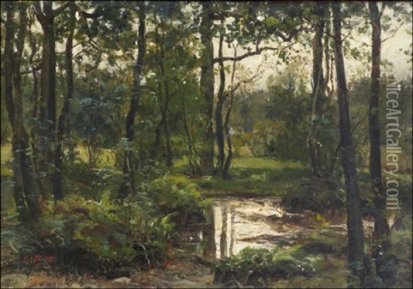 Metsalampi Oil Painting - Berndt Adolf Lindholm