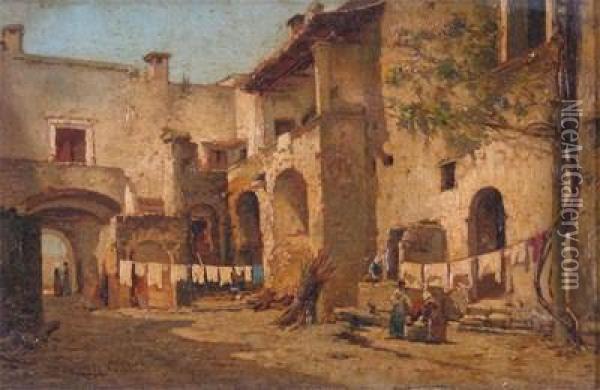 Street Scene In Naples Oil Painting - Pasquale Ruggiero