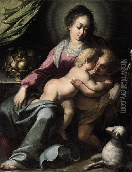 The Madonna And Child With The Infant Saint John The Baptist Oil Painting - Simone Barabino