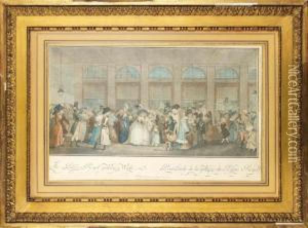 La Promenade De La Gallerie Du Palais - Royal Oil Painting - Philibert-Louis Debucourt