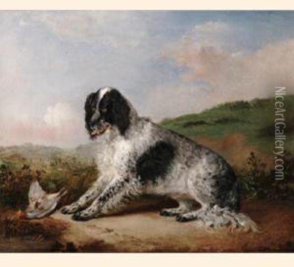 Spaniel With Game Oil Painting - Edwin Frederick Holt