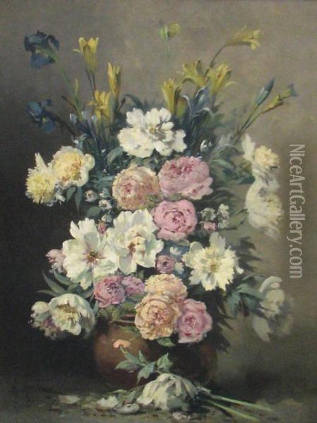 Flower Vase Oil Painting - Louis Morin