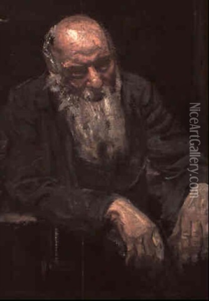 Study Of An Old Man Oil Painting - Thomas Eakins