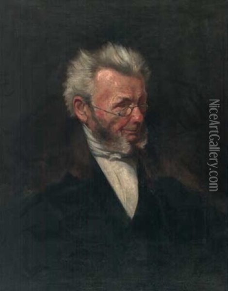 Portrat Eines Weisbartigen Alten Mannes Mit Brille Und Grosem Pelzkragen (hendrik Ibsen) Oil Painting - Eugen Ritter von Stieler