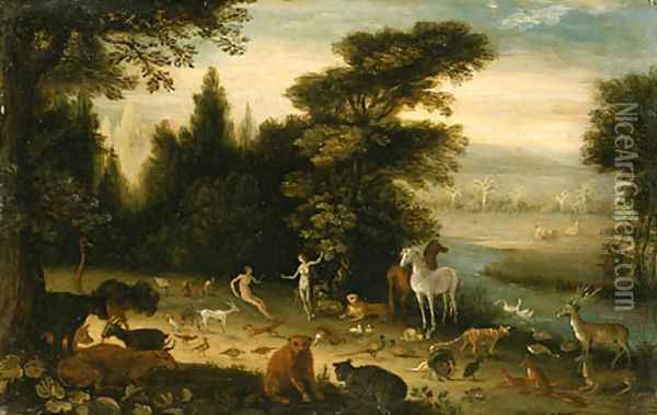 The Garden of Eden Oil Painting - Jacob Bouttats